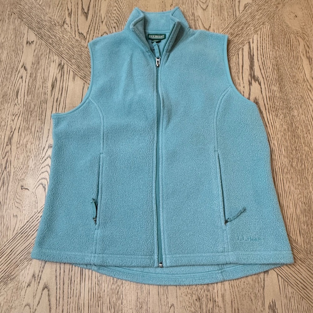 VTG L.L.Bean‎ Womens Medium Blue Polar Fleece Full Zip Vest Outdoor Vintage